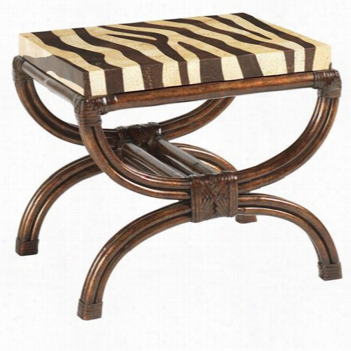 Tommy Bahama 538-958 Royal Kahala Stripeed Delight Accent Table In Tortoise Shell/medium Brown