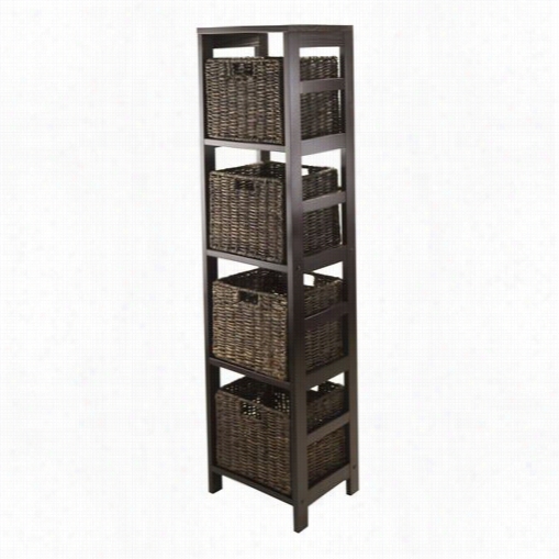 Winsome 92541 Graville 5 Piece Storage Tower  S Helf With 4 Foldable Basket S In Espresso
