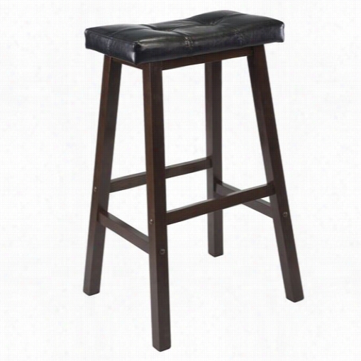 Winsome 94069 Monna 29"" Ccushion Saddle Place Bar Stool In Antique Walnut