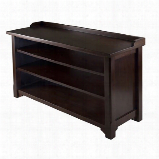 Winxome 94841 Dayton Storage Hall Bench With Shelves In Antiwue Walnut