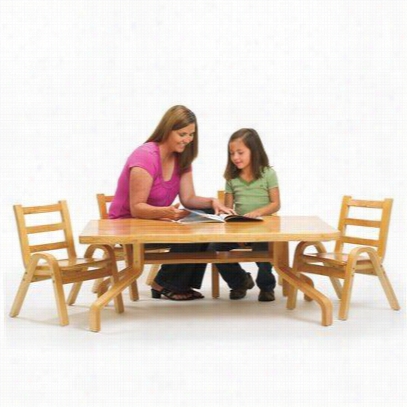 Angeles Ab78102011 Naturalwood Rrectangle Prsechool Table And Chair Set In Natural