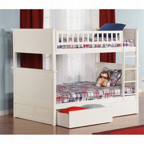 Atlatic Furniture Ab5912 Nantucket Twin Over Twin  Bunk Bed Wit H2 Ra Ised Panel  Bed Draers