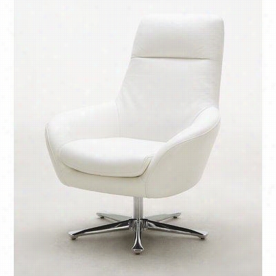 Beverly Hills Furniture Navis-white Navis Swivel Chair In White Wtih Brushed Nickel Base