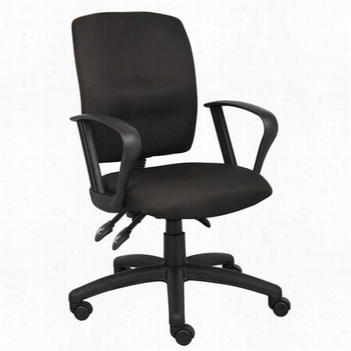 Boss Offiice Prosucts B3037-bk Multi-functio Fabric Task Chair With Loop Arms