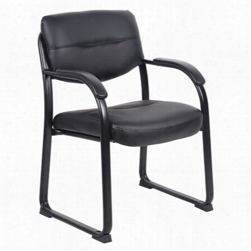 Boss Office Products B9519 Leather Sled Base Side Chair With Arms