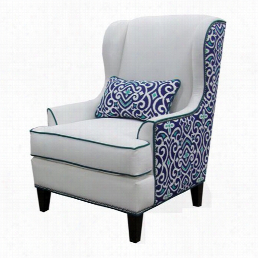 Chelsea Home Furniture 271988-01 Logan Wing Chair In Heavenly Oyster/new Damask Marine