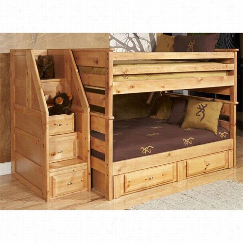 Chelsea Home Furniture 3534524-4526-s Fupl / Full Bunk Bed With Storage And Stairway Box In Caramel