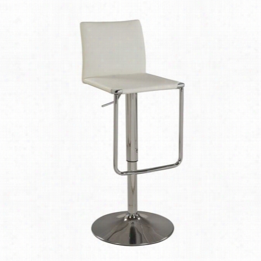 Chint Aly Imports 0801-as-wht Pneumatic  Gas Lift Adjustable Height Stool In Chrome With White Pu Upholstery