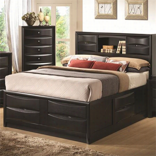 Coaster Urniture 202701q Briana Queen Contemporary Storage Bed With Bbookshelf In Glossy Black