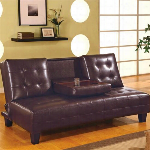 Coaster Furniture 300153 Armles Convertible Sofa Bed In Dark Brown With Drop Down  Console