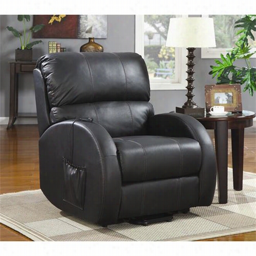 Coaster Fhrniture 600416 Power Lift Recliner In Black Leather