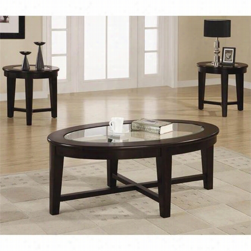 Coaster Furniture 701511 3 Pieces Occasional Table Set In Cppuccino With Tempered Glass Insert