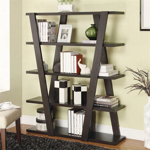 Coaster Furniture 800318 Modern Bo Okshelf With Invrted Supports And Open Shelves In Cappuccino