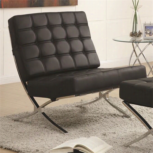Coaster Furniture 902181 Contemporary Waffle Accent Chair In Black/chrome