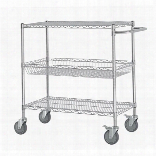 Excel Sc-361840c 36""w X 45""h X 18""d Dull Duty Commercial Grade Wie Shelving Cart In Chrome