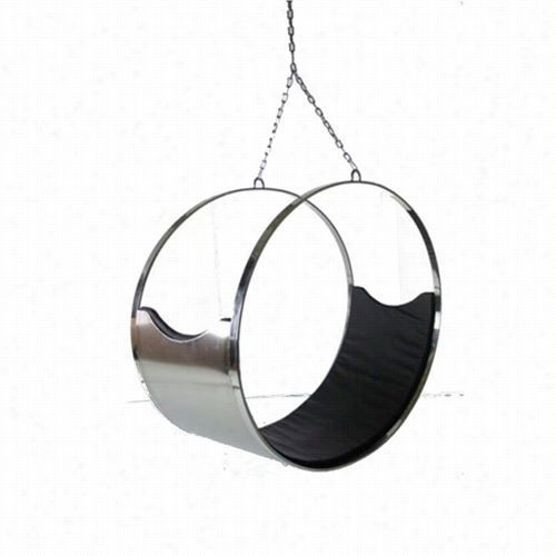 Fine Mod Imports Fmi2127 Ring Hanging Chair In Blac K/stainlesss Steel