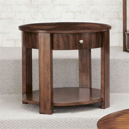 Hammary 287-918 Maxim Round End  Table In Russet Brown Walnut