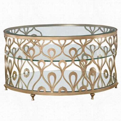 Hammary 308-912 Bob Mqckie Round Cocktail Table-metal/glass In Champagne Steel