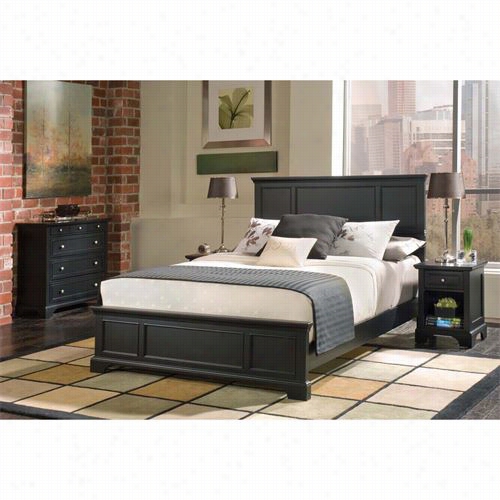 Home Styles 5531-5014 Bedford Queen Bed, Night Stand And Chest In Black