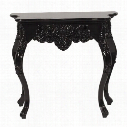 Howard Elliott 56083 Overton Baroque Table In Glosys Black