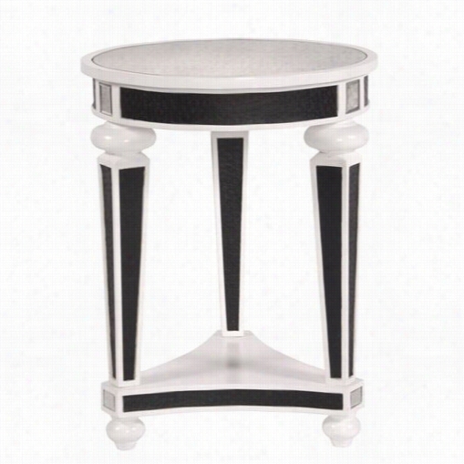 Howard Elliott 68058 Small Side Table In Black Faux Leather With White Trim