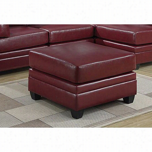 Monarch Specialties I8300rd Bonded Leather Ottoman In Red