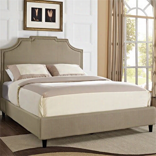 Powlel Furniture 165-058m1 Keystone Nailhead Queenf/ull Bed In Tan