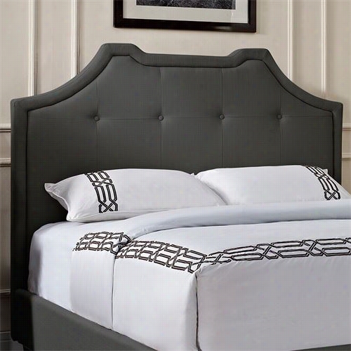 Powell Furniture 167-074 Crown Button Tufted Qilted King Headboard In Charcoal Fabric