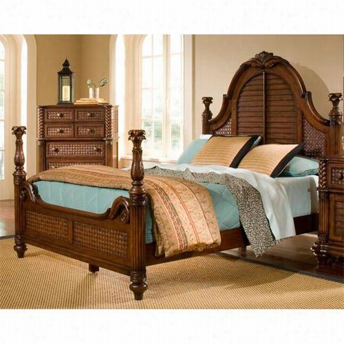 Progressive Furniture P142-6.6bed Palm Court Ii Tropical King Poster Bed In Coco Rbown