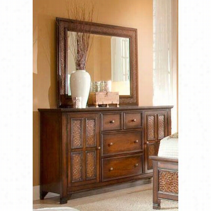 Progressive Furniture P195-24 Kingston Isle Traditional Door Dresser In Havana Brown