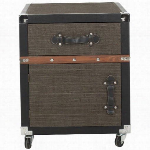 Safavieh Fox9505a Joel Rolling Chest In Black/brown/silver