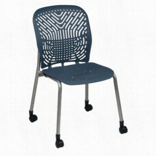 Spacs Seating 801-776c 801 Series Set Of 2 Dleuxe Spaceflex Platinum Frame Visitor's Chaair In Blue Mist With Casters