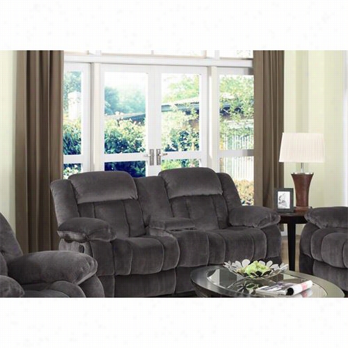 Sunset Trading Su-ln550-206 Madison Reclining Loveseat With  Console In Charcoal Blu E/gray