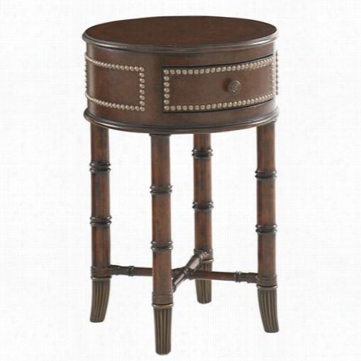 Tommy Bahama 545-953  Landara Bandera Leather Accent Table In Sumatra/medium Brown