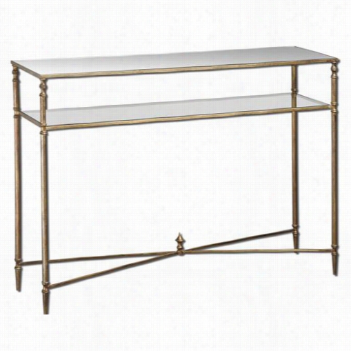 Utt Ermost 24278 Henzler Midrored Glass Console Table In Antiqqued Gold Leaf