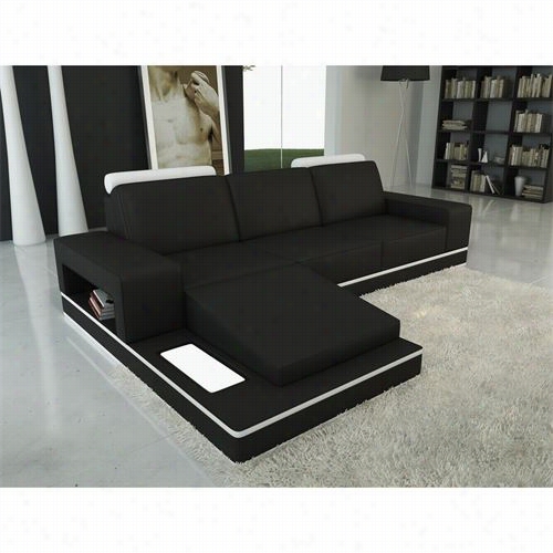 Vig Furniture Vgev5075b Divani Casa Bondec Leather Sectional Sofa In Black/whiite