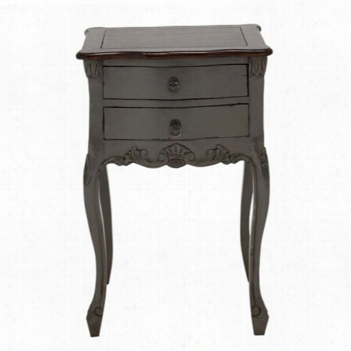 Woodland Imports 37736 Teana Woosen Table In Dark Grey/brown With 2 Drawers