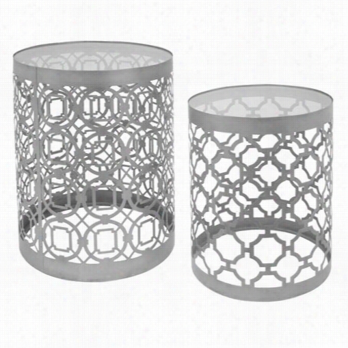 Woods Imports Hrt-175836 Creatively Styled Soft And Clear  Metal And Glass Table - Set Of 2