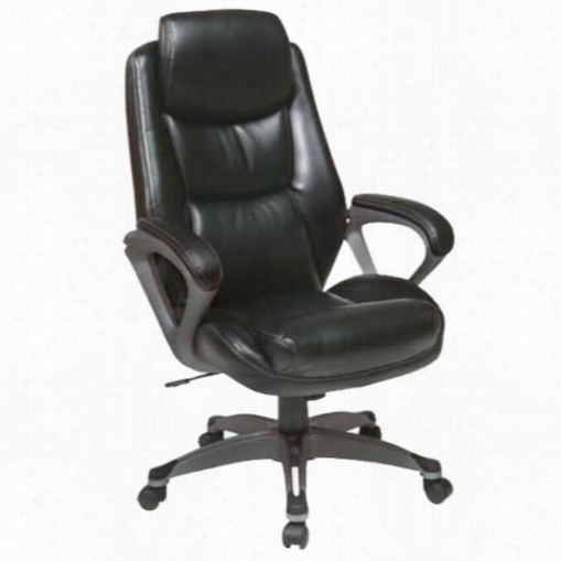 Worksmart Ech89187-ec3 Executive Eco  Leather Chair With Padded Arms And Titanium  Coated Base