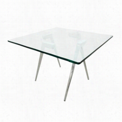 Allan Copley Ddesigns 20801-025 Sonya Squwre Bunchimg Table With Glass Top Oh Chrome Plated Base