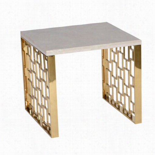 Armen Living Lcsklawhmt Skyline End Table Get  White Top / Gold Metal Base