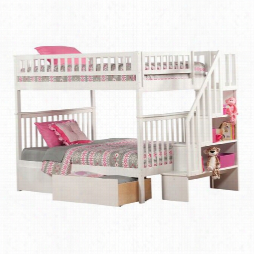 Atlntic Furniture Ab56 842 Woodland F Ull Over Full Staircase Bunk Bed With 2 Urban Bed Drawers