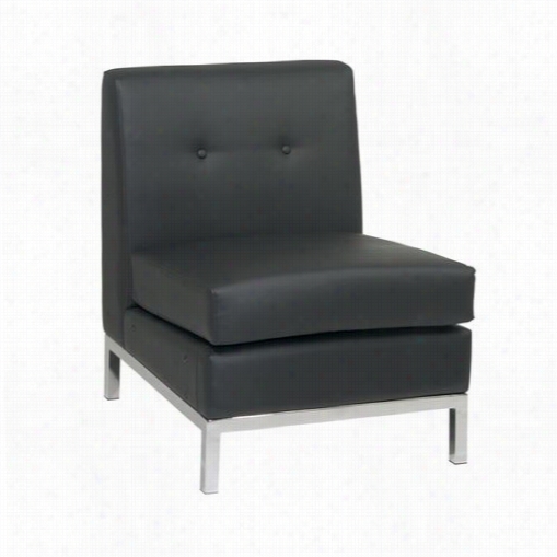 Avenue Six Wst51n-b18 Wall Stret Amrless Chair In Black Faux