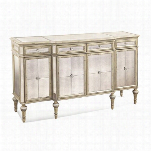 Bassett Mirror T2055-576ec Reflectons Eight Drawers Cabinet In Antique Bisque/silver Leaf