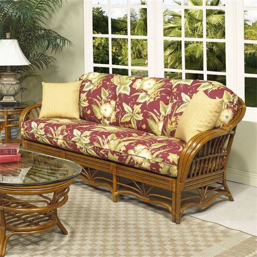 Boca Rattan 104003 Antgua Sofa In Royal Oak With 2 Toss  Cushions