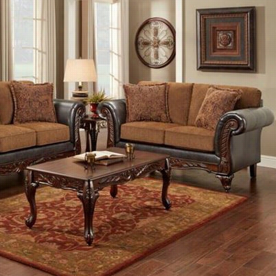 Brown Rogers Dixson Af8602-wc Wink Chestnut Loveseat With Wood Accents