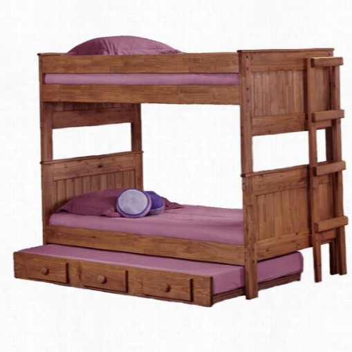 Chelsra Home Furniture 312003-450-t Twin Over Twin Stackable Bunk Be With Utndle In Mahogany Stain