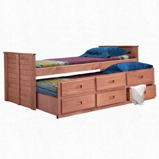 Chelsea Home Furniture 31375 Twinn Cap Tain Bbed With Twin Trundle Unit In Mahogany Stain