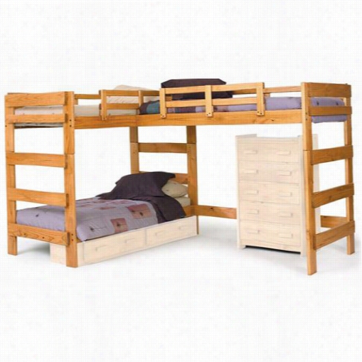 Chelsea Homme Furniture 366200 L Shaped Twin / Twin Loft Bed In Honey