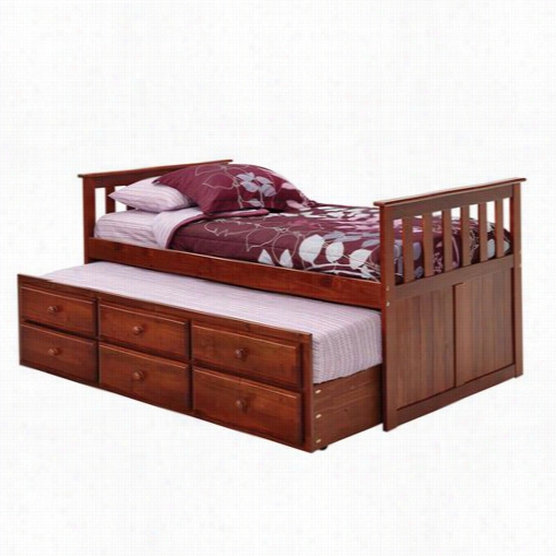 Chelsea Home Furniture 366700 Twin  Mission Style Captains Bed Witth Trundle And Storagei N Dark